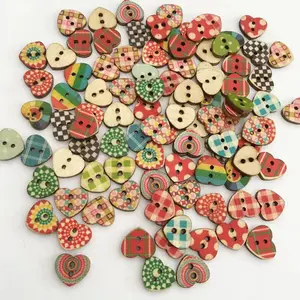 100 count  Buttons - Heart, Flower Shaped Decorative  Wooden  for Sewing Clothing Accessories