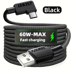 USB to Type C 90 Degree 6a Fast Charging Cable, Compatible with S23, S22, Xiaomi 12 Pro, Huawei P40, Android Devices, Car Use