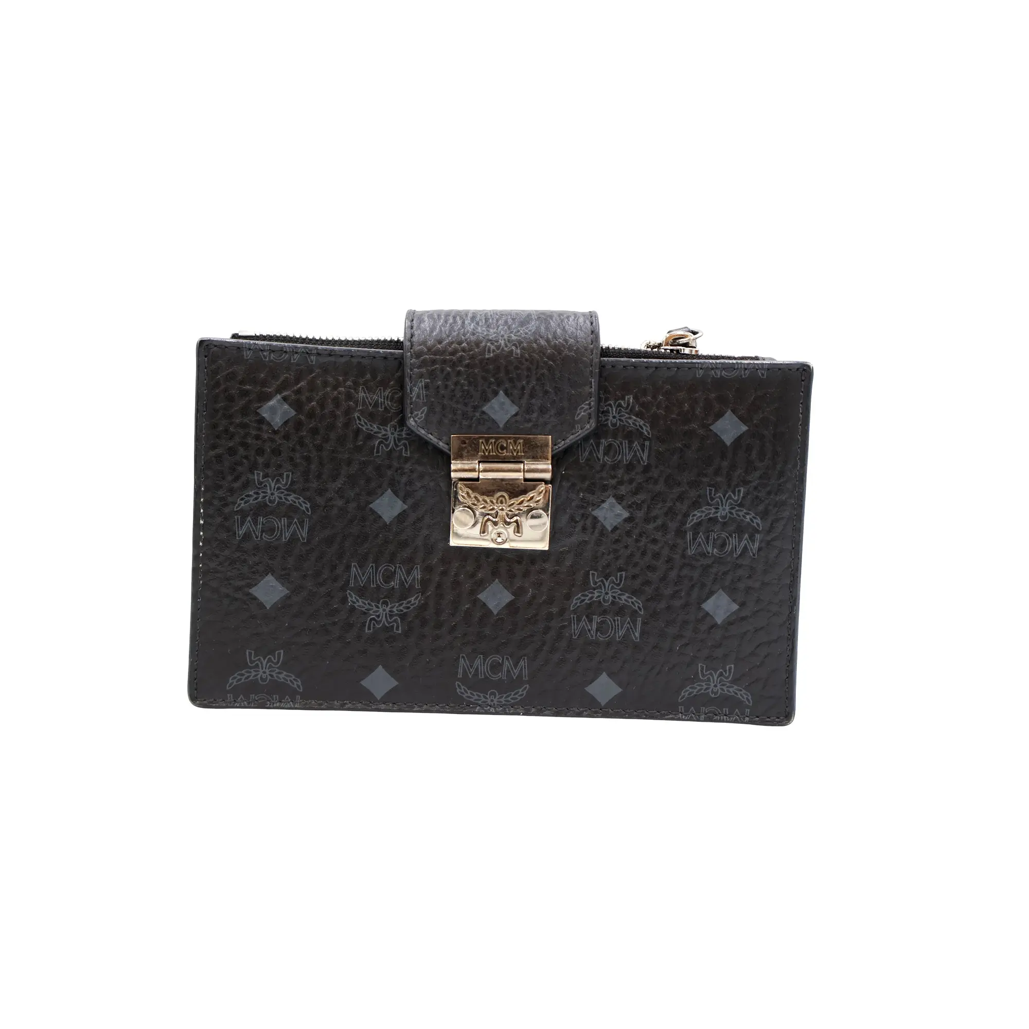 Pre-owned MCM coated canvas Small leather goods Visetos Push Lock Wallet (29238)