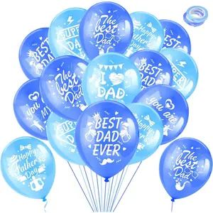 Happy Fathers Day Balloons Party Decorations Supplies, 38 Pack 12inch Latex Balloons Father's Day Party Decorations, Best Dad Ever Balloons with Ribbon for Father's day and Birthday
