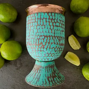 Mexican Handmade Copper Cup 20 oz.- Emerald