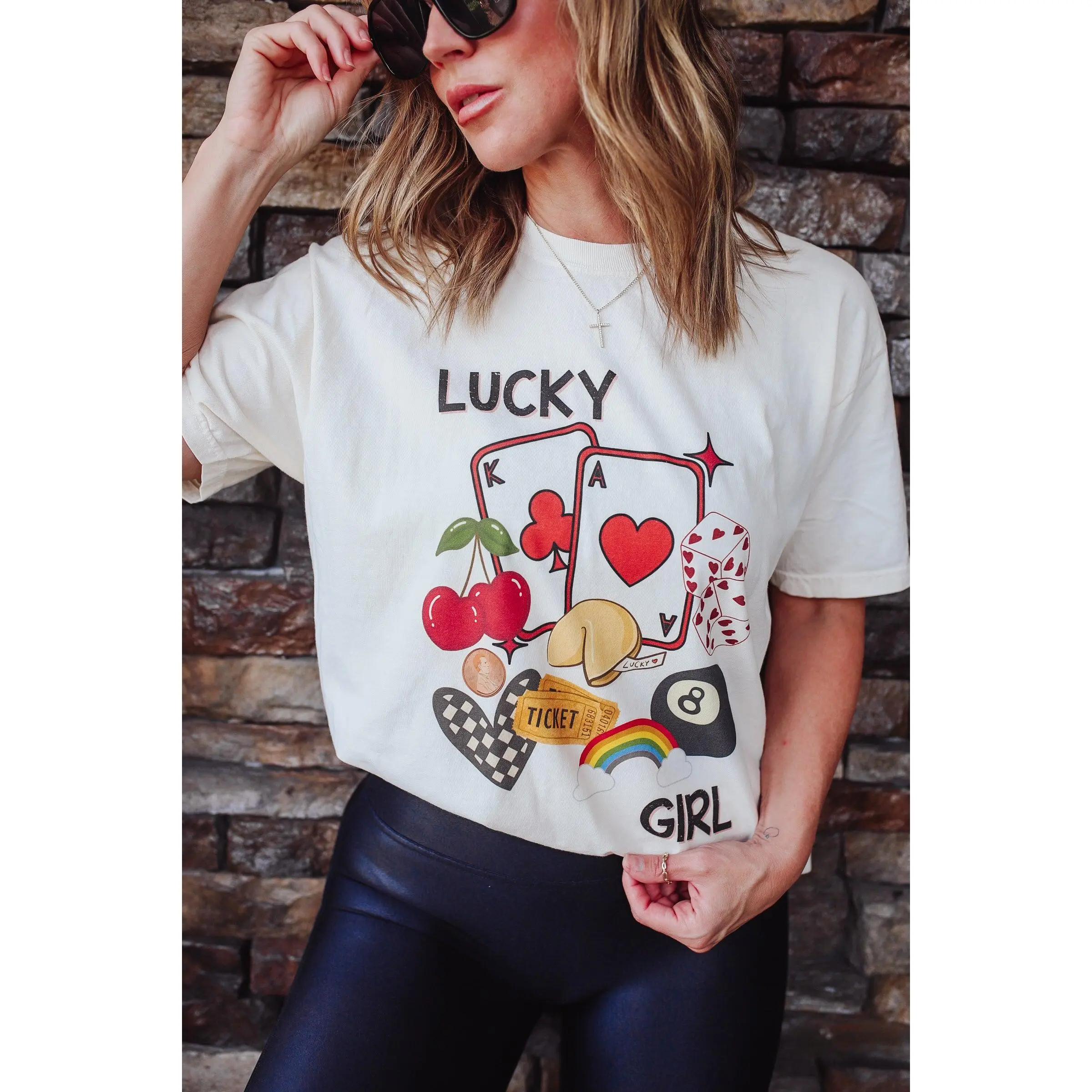 Lucky Girl Short Sleeve Tee - Ivory