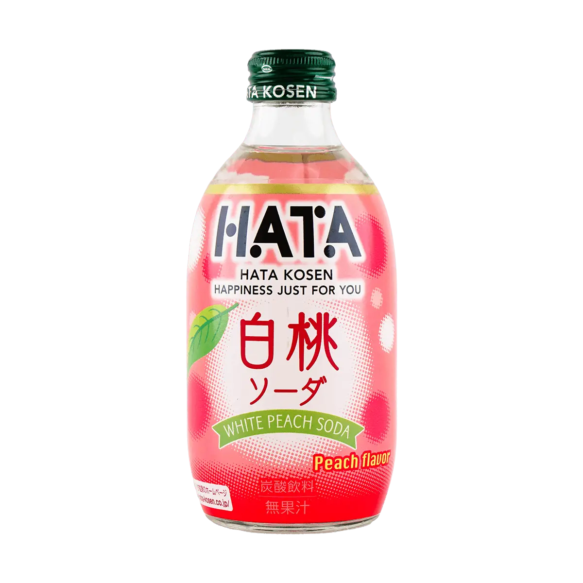 HATAKOSEN Japanese White Peach Soda Water - Refreshing Sparkling Drink, 300ml Can