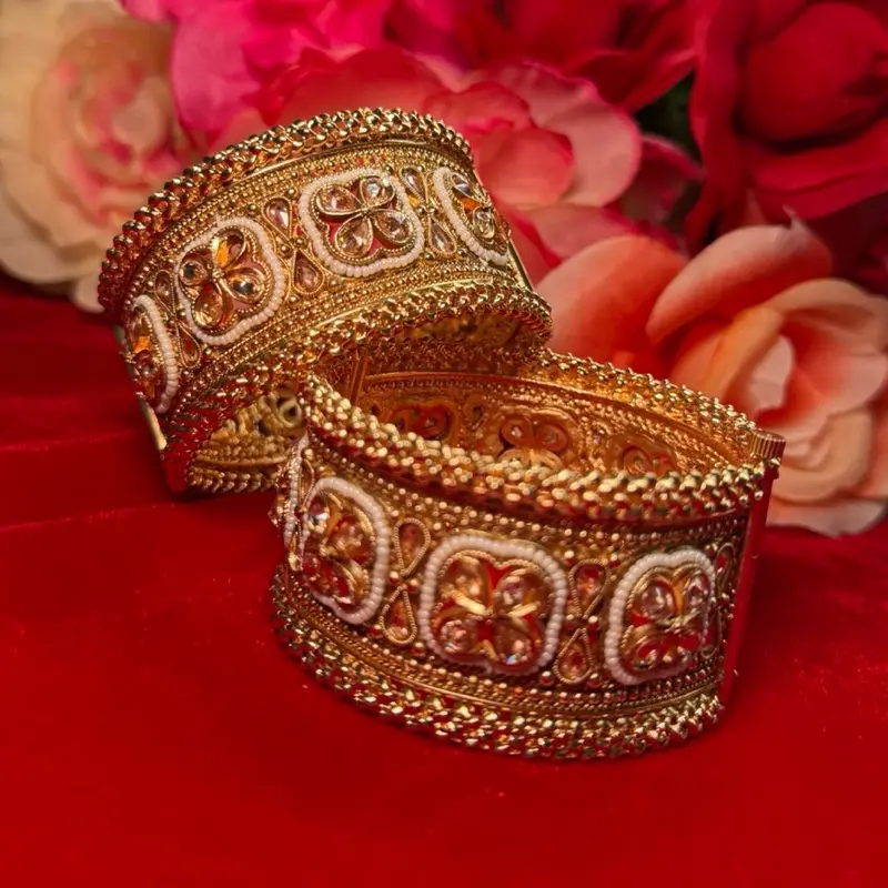 Gold Plated Traditional Kangan-Kada for Women (Indian Ethnic Bracelet)