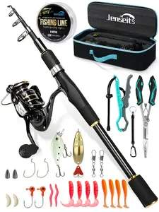 【Summer Wins】Jenseits 6Ft Fishing Rod and Reel Combo - Carbon Fiber Telescopic Fishing Pole with Spinning Reel 5.2:1 Gear Ratio - Portable Travel Fishing Kit with Lures, Line & Carrier Bag for Beginner Adults