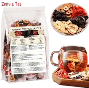 Kidney tea formula Ginseng Five Treasure TeaCombination Scented Tea Treasure Tea RedDate Wolfberry Tea Men's Tea Health TeaMulberry Herbal Formula Health Tea Natural Fruit Beverage