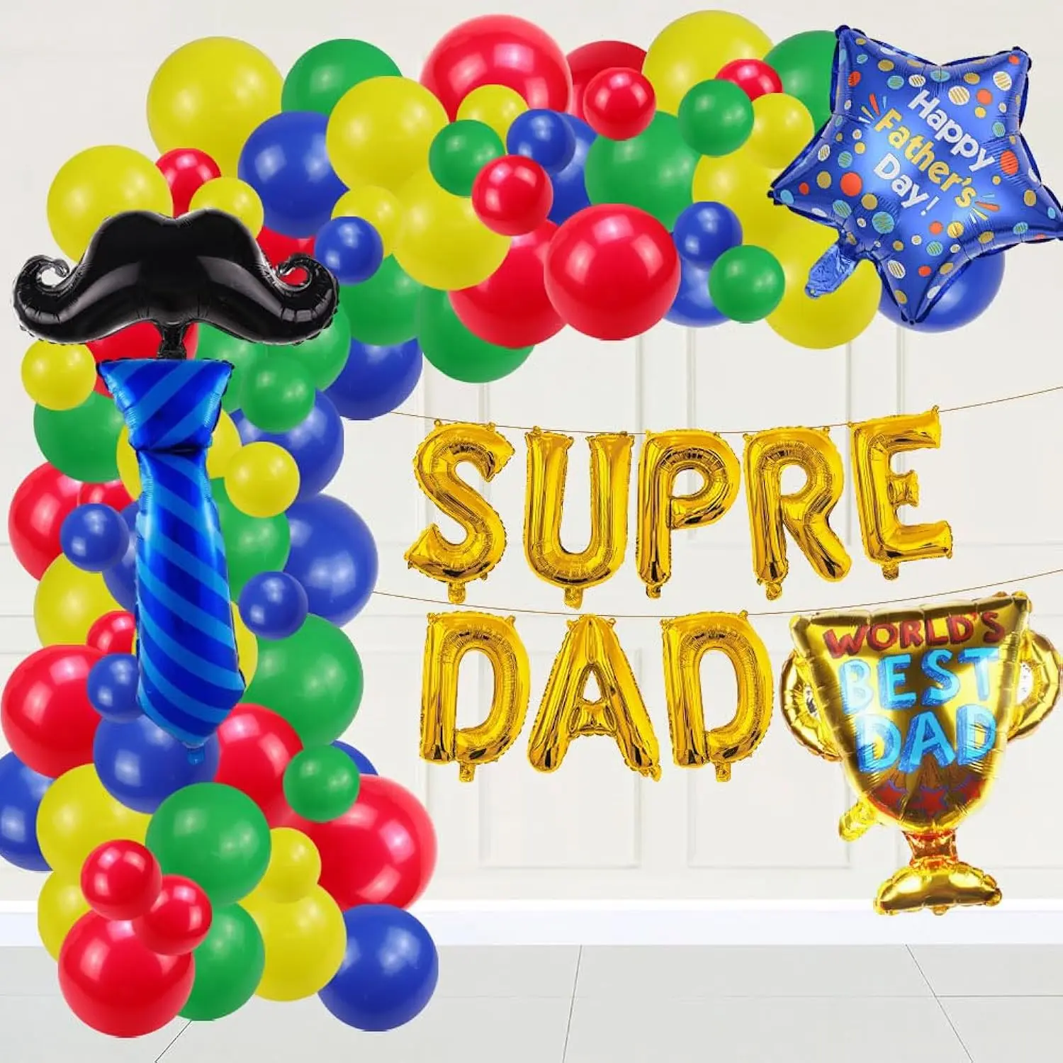 Father's Day Balloon Arch Kit Best Dad Ever & Super Dad Foil Balloons for Party Decor