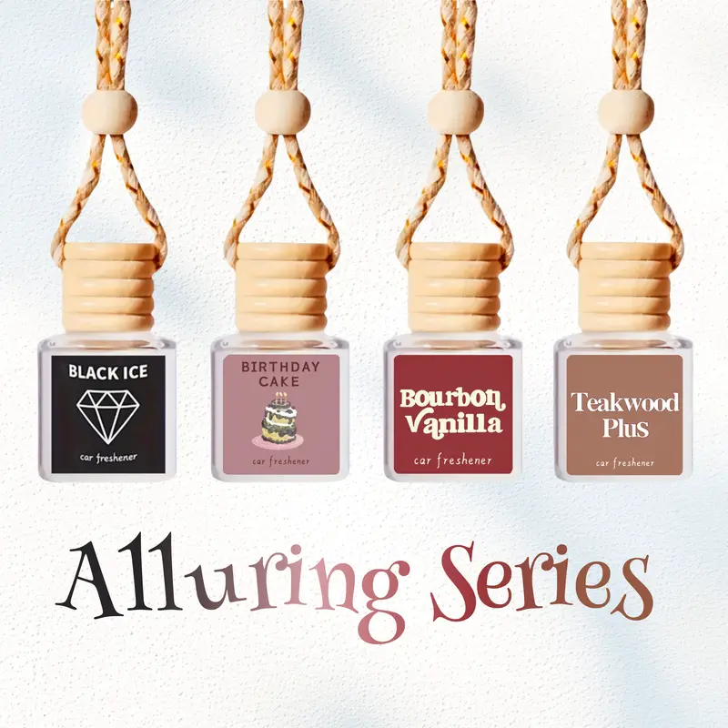 4Pack Scented Car Air Freshener - Long Lasting Hanging Car Aromatherapy Diffuser,Home Fragrance,Car Accessories,Cute Gifts,Teakwood,Vanilla