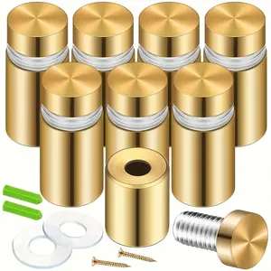 8 pieces of golden stainless steel advertising mold nails, logo bracket screws, advertising screws, stainless steel wall-mounted glass acrylic nails, used for displaying glass artworks and signs