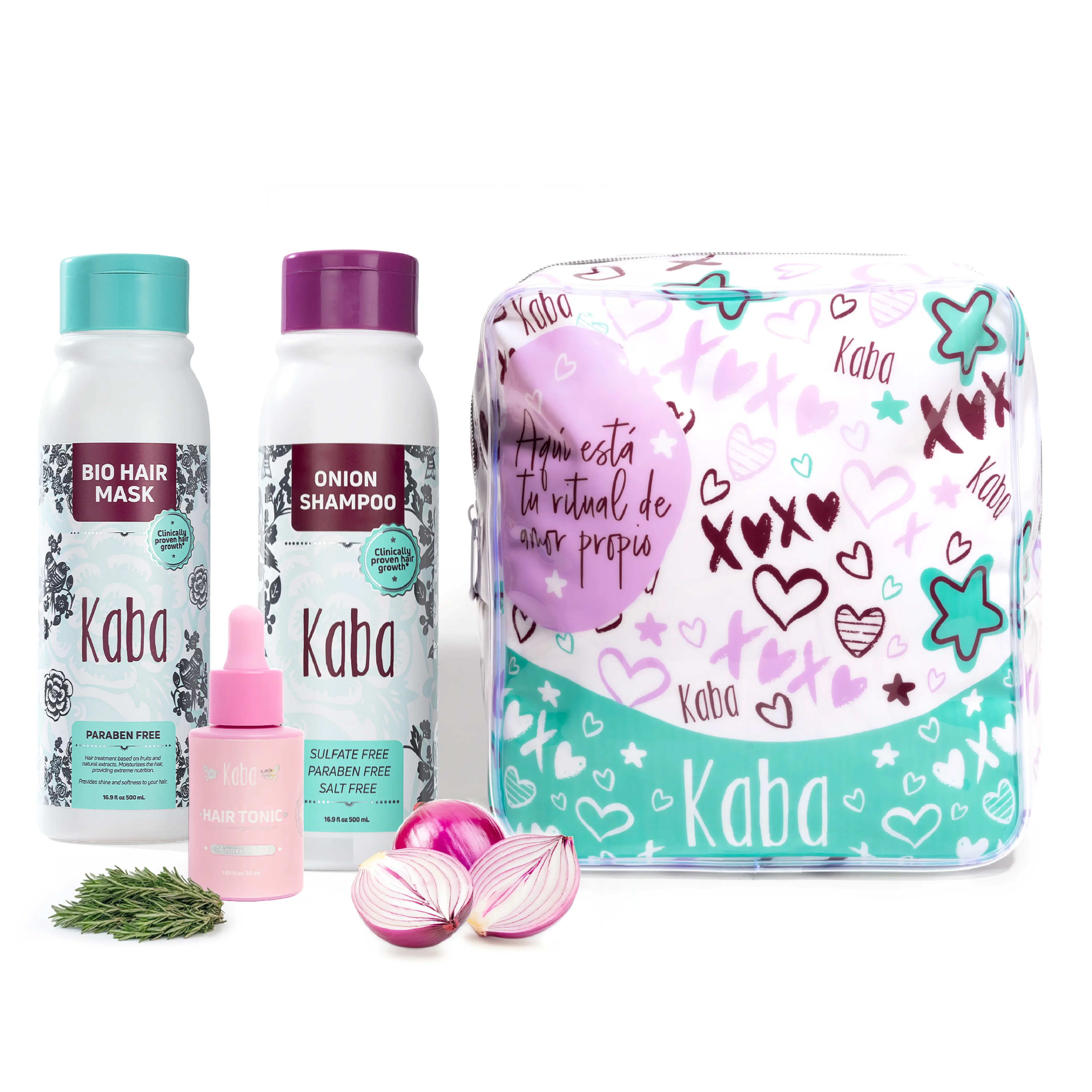 D'Luchi Hair Treatment Kit for Growth & Intense Care, Set of 3 - Complete Hair Care Set with Bag, Includes Red Onion Shampoo & Hair Tonic.