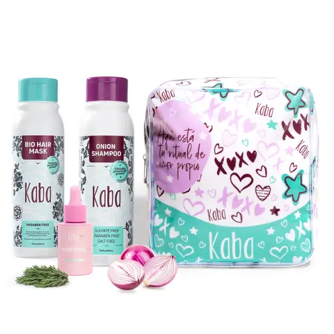 D'Luchi Hair Treatment Kit for Growth & Intense Care, Set of 3 - Complete Hair Care Set with Bag, Includes Red Onion Shampoo & Hair Tonic.
