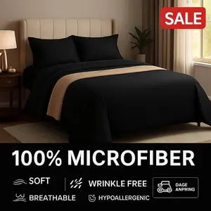 Complete 3-4pcs Bed Set Vintage Style | Luxury Soft Polyester S | Flat, Fitted Sheet & Cases | Breathable, No-Shrink, Washable