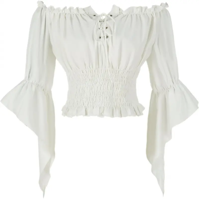 Womens Renaissance Peasant Blouse Off Shoulder Trumpet Sleeve Tops, Shirts, Off The Shoulder Style, Off-Shoulder Fashion