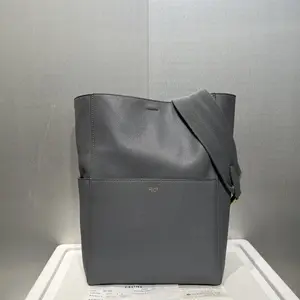 Pre-owned Celine Leather Tote Bags Soft Grained Calfskin Sangle Bucket Bag Grey