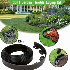 Suitable for Garden, Lawn, Lawn Edge, 33/ 16.5 Ft with 30/ 15 Nails, 2 Inches High No Digging of Garden Edge Lawn Borders, Landscape Edge Kit