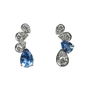 Chaumet Josephine Ronde D Aigrette Au750 White Gold Diamond Aquamarine Earrings