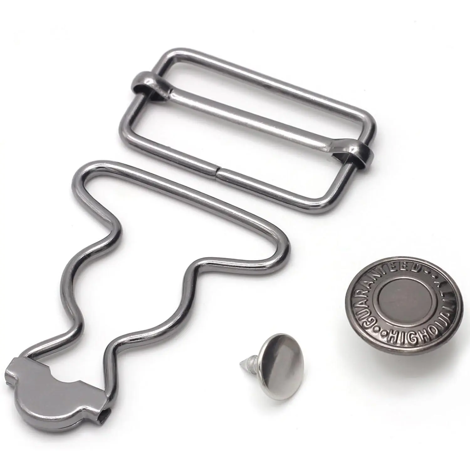 4 Sets Overall Buckles, Metal Suspender Buckles Overall Clip Replacement with Buckle Slider and Buttons(1.25 inch)