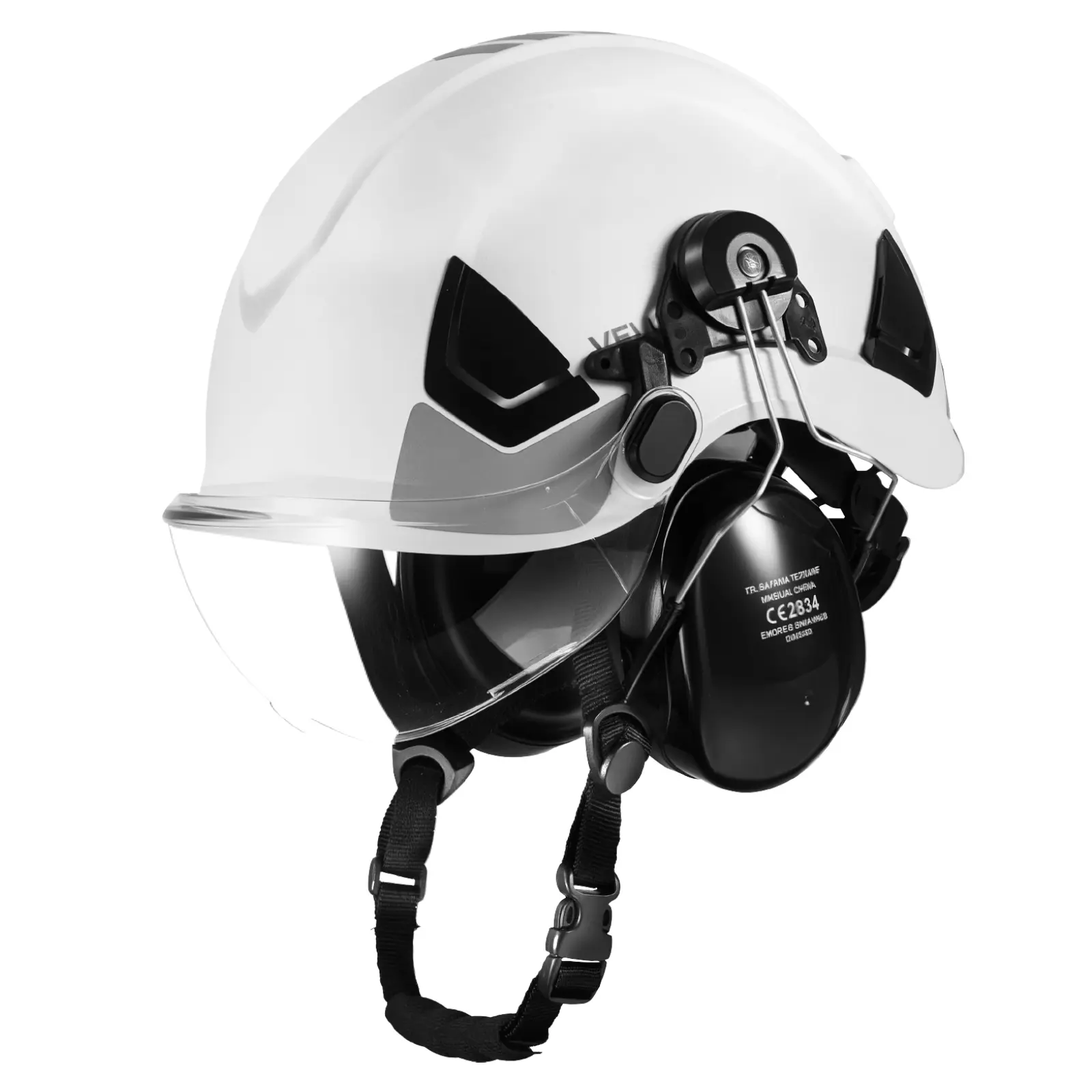 【summerfinds】VEVOR Industrial Safety Hard Hat, ANSI/ISEA Z89.1 Approved ABS Helmet with Visor, Earmuffs, 6-Point Ratchet Suspension, Adjustable Vented Design for Men, Outdoor Construction Workwear