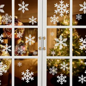 Christmas Decorations, Snowflake Window Clings, Glueless PVC Window Stickers for Indoor Christmas Decor, 10 Sheets