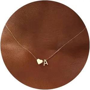 Christmas Gifts for Grandkids - Dainty 18K Gold Plated Tiny Heart Initial A-Z Letter Pendant Necklace Stocking Stuffers for Teen Girls Jewelry