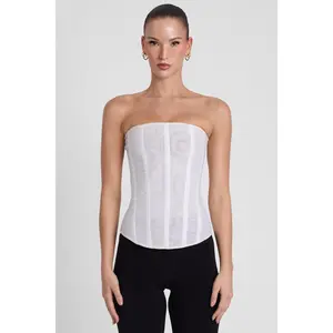 Muse Mesh Corset Top - White