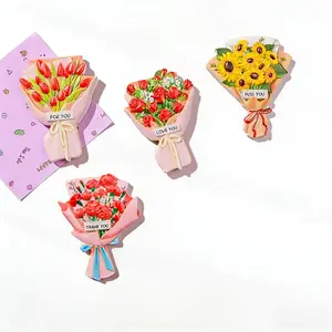 4 Pcs Flower Fridge Magnets, strong magnetic adsorption, perfect for fixing notes & photos, stylish kitchen decor