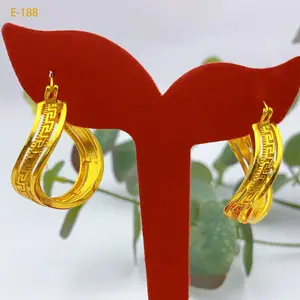 Dubai 24K Gold Color Warped Geometry Hoop Earrings For Women Indian Jewelry Wholesale Earrings Party Gifts Accessories