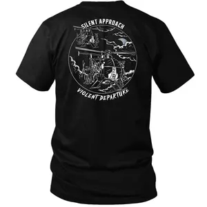 Silent Approach Violent Departure Tactical T-Shirt, Night Ops Helicopter Crew Graphic Tee, Military Aviation Special Ops Shirt, Aircrew Veteran Gift, Combat Unit Streetwear Unisex