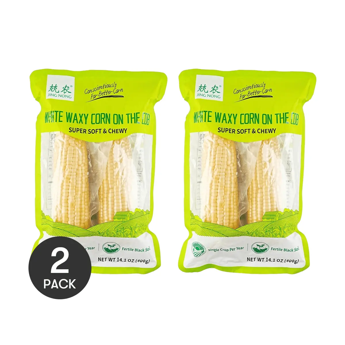 Jingnong White Glutinous Corn - 2 Pack (400g Each) | High Fiber Low Calorie Breakfast Grain