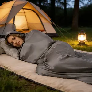 Ultra-light sleeping bag, air conditioning blanket, cooling blanket, light, compact, ice silk touch, comfortable and breathable, silky and soft, quick-drying, suitable for backpacking, hotel, camping, hotel, car sleeping bag