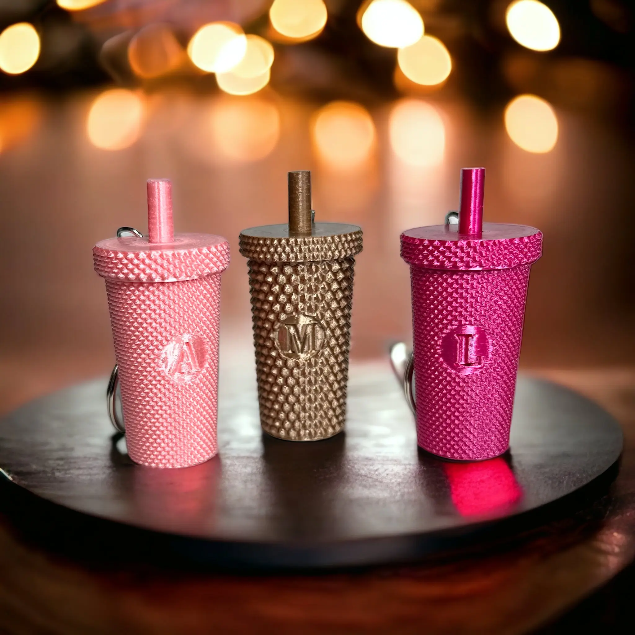 Mini Studded Tumbler Keychain Plastic for Coffee Lovers