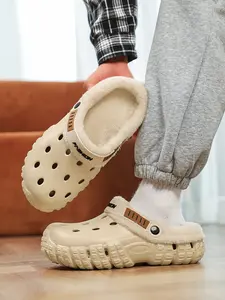 Women and Men Fur Lined Clogs Memory Foam Warm Fuzzy Slippers Winter Waterproof Indoor Outdoor Slipper House Slippers