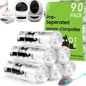 90 Pack  Litter Box Robot Model 5/4/3  Bags, -free, Transparent, Sensor-compatible, Automatic Litter Box Liners Bags, 9-11 Gallon Capacity