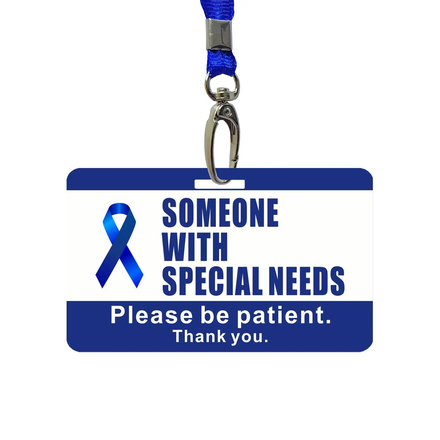 Someone with Special Needs Reminder Card with Lanyard, Waterproof PVC Disability Reminder Card, Portable Card for Office, School, Travel, Daily Use