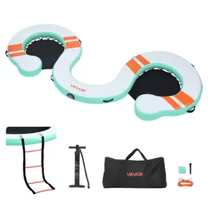 fathersdaygift VEVOR Inflatable Floating Dock, 15x 6 FT Inflatable Dock Platform, Non-Slip Water Air Mat with Portable Carrying Bag and Detachable Ladder, Floating Water Platform Island Raft for Pool Beach Ocean