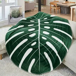 1pc Vintage Tropical Leaf Print Blanket, Soft Foldable All-Season Bed Cover, Monstera Pattern, Ideal for Bedroom, Living Room, Patio, Mother's Day Gift