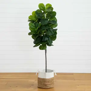 6’ Fiddle Leaf Fig Artificial Tree in Handmade Natural Jute and Cotton Planter