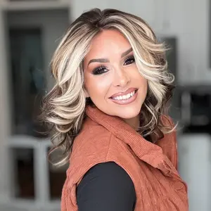 IMstyle Lacey Ash Blonde Brown Highlight Old Money Coloring Wavy Bob Hairstyle Free Parting Glueless 13*4 Lace Front Wigs Heat Friendly Synthetic Wig for Women Daily Wear
