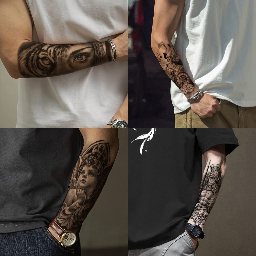 76 Sheets Large Black Temporary Tattoo Stickers - Tribal Wolves, Tigers, Lions, Snakes, Skulls, 12 Fake Tattoo Stickers for Men & Women Arm Designs 76 Sheets Large Black Temporary Tattoo Stickers - Tribal Wolves, Tigers, Lions, Snakes, Skulls, 12 Fake Tattoo Stickers for Men & Women Arm Designs