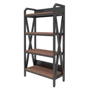 55'' Bakers Rack Storage shelves 4-Level mental and wooden kitchen shelves,Kitchen Organizers and Storage, for Garage, Pantry, Bathroom, Closet, 27''Length