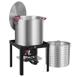 100 QT Outdoor Seafood Boil Kit,100 QT Seafood Boil Pot with Strainer & 110,000 BTU Propane Burner,Aluminum Outdoor Cooking Kit for Boiling Crab, Lobster, Crawfish, Shrimp
