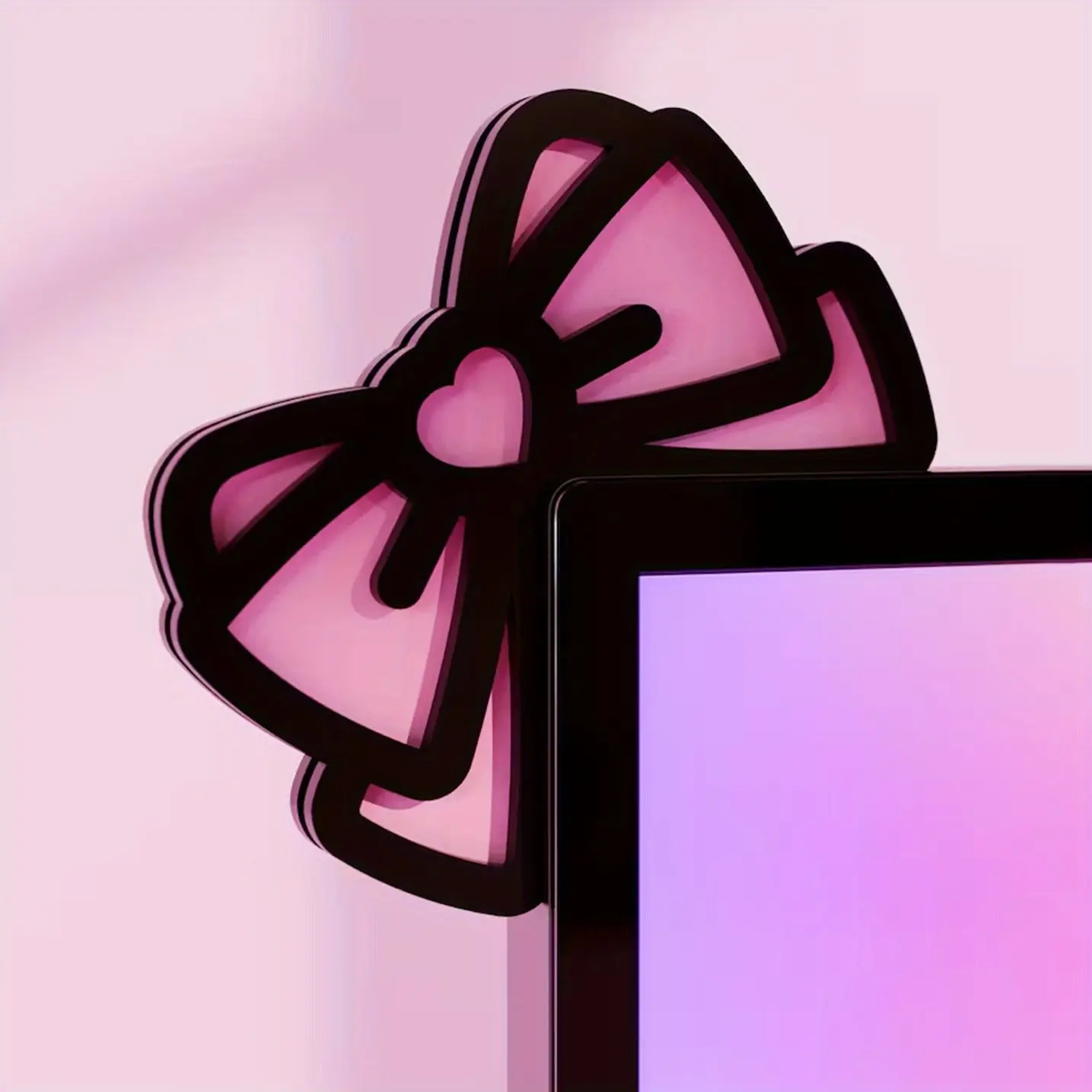 Cute Bow Monitor Corner Decor, Elegant Desktop Decoration for Home Office, Durable Office Desk Accessory and Decorative Desk Sign, Decorative Plaque, Wooden Home Sign, Perfect Gift for Women, Home Decor Gifts