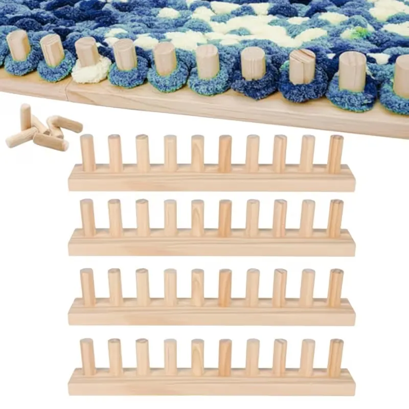 4pcs 62in Natural Solid Wood Hand Weaving Frame Kit - Adjustable Height-Width, Beginner-Friendly Wool Yarn Tool, Thick Knitting for Blankets-Scarves, Compact Storage, Home Use