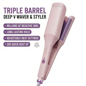 3-Barrel Deep V Wave Curling Iron American Latin Wave Hairstyle  2026 New Upgrade Adjustable Temperatures Fast Heating Silicone Cover  HairTutorial