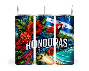 Honduran Flag Tropical Tumbler | 20oz Skinny Stainless Steel Cup