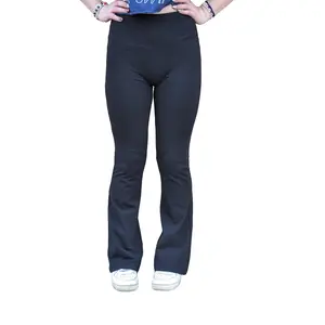 Basic Banded Flare Legging Fabric Womenswear Activewear Bottom Stretchy High Waist Yoga Training Pants for All Seasons Spandex For Gym