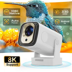 HY260 Pro Auto Focus Portable Projector with 8K Support 330ANSI Dual WiFi6 Wireless Bluetooth5.4 1080P Native Auto Keystone Correction Android 14 Allwinner H726 Built-in Speaker Intelligent Portable Home Cinema Movie Outdoor