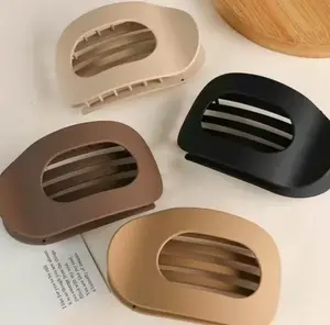 Solid Color Hair Clip, 4pcs Oval Acrylic Hair Clips Set for Women, No Trace Flat Large Hair Clip, Elegant Minimalist Frosted Solid Color Hair Clips for Daily Wear, Ideal Gifts for Her