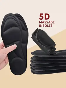 2 Pairs Thick Soft Sports Insoles, Shock Absorbing 5D Running Insoles, Breathable Adjustable, Unisex, Ideal for Men and Women