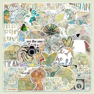 World Map Series Graffiti Sticker Decal Art, 50pcs/set Waterproof Self Adhesive Decor Paper, Decor Sticker for Gift Greeting Card & Water Bottle & Laptop, DIY Sticker